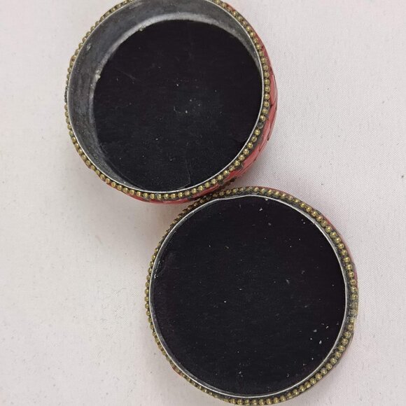 Trinket Boxes Set of 2 Red/Gold, Green/Gold Handmade Flat Stones Aluminum NWOT - Picture 10 of 11